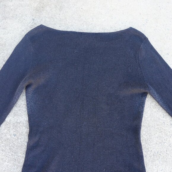 Vintage CACHe Black Sequin Floral Knit Sweater L - Picture 8 of 10